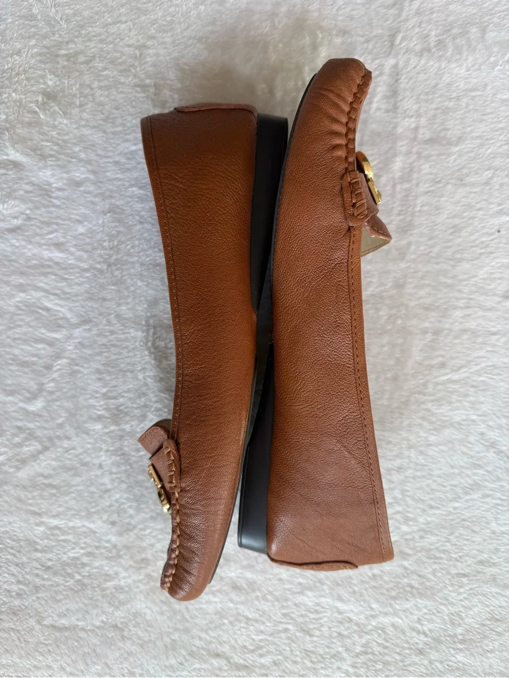 Michael Kors Brown Leather Lock Charm Loafers Flats Size 9M